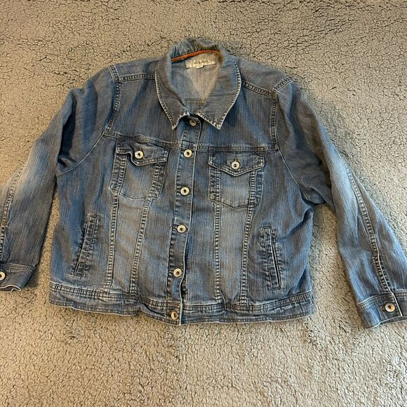 Merona Faded Denim Jean Jacket Womans Size 20/22 W With Pockets outdoorwear - Picture 1 of 15